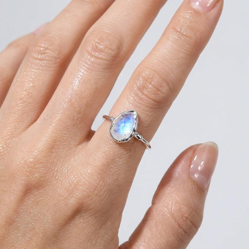 Rain Drop Moonstone Ring in Yellow Gold, view 4 of 14