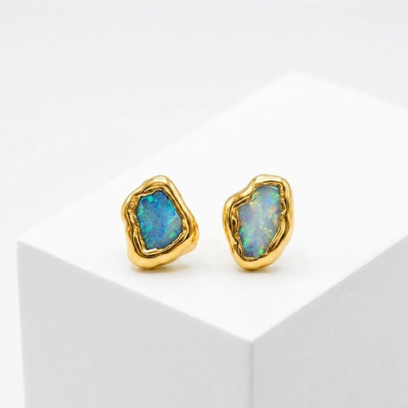 Mismatched Tiny Opal Stud Earrings, view 5