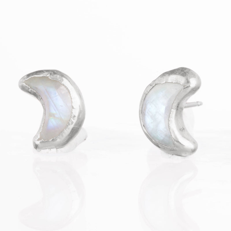 Moon Rainbow Moonstone Stud Earrings, view 5 of 7