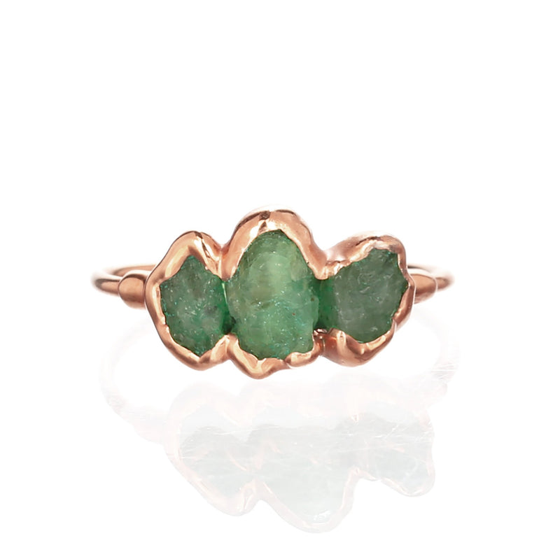 Triple Raw Emerald Ring, view 4 of 10