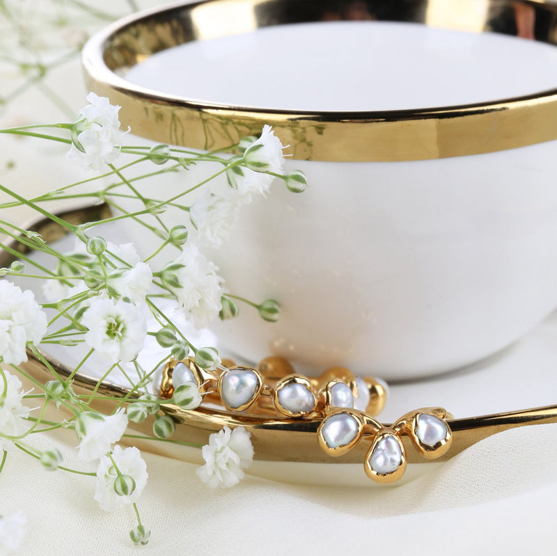Daisy Eternity Raw Pearl Ring, view 4 of 9