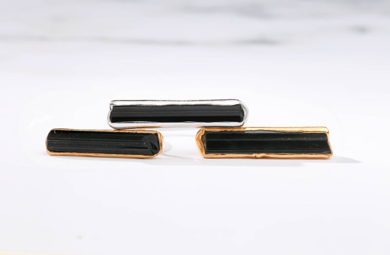 Raw Black Tourmaline Bar Ring, view 5 of 11
