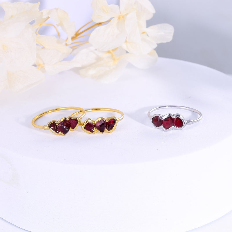 Triple Raw Garnet Ring, view 5 of 7