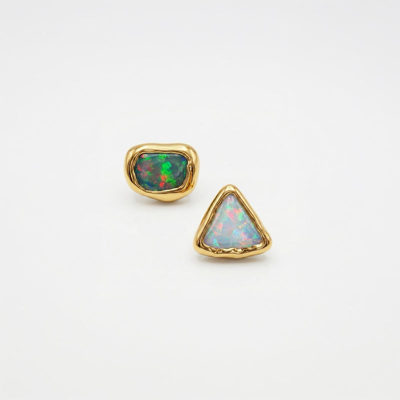 Mismatched Tiny Opal Stud Earrings, view 6