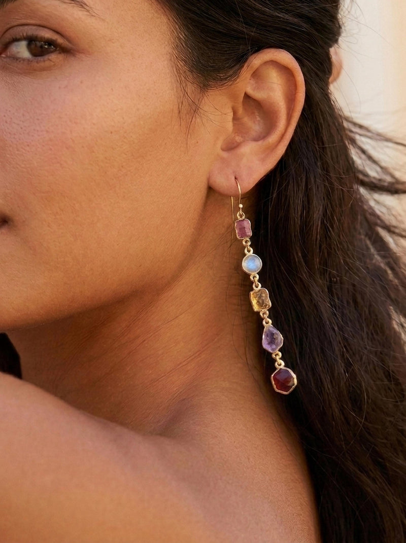 Custom Raw Birthstone Drop Earrings, view 5 of 10
