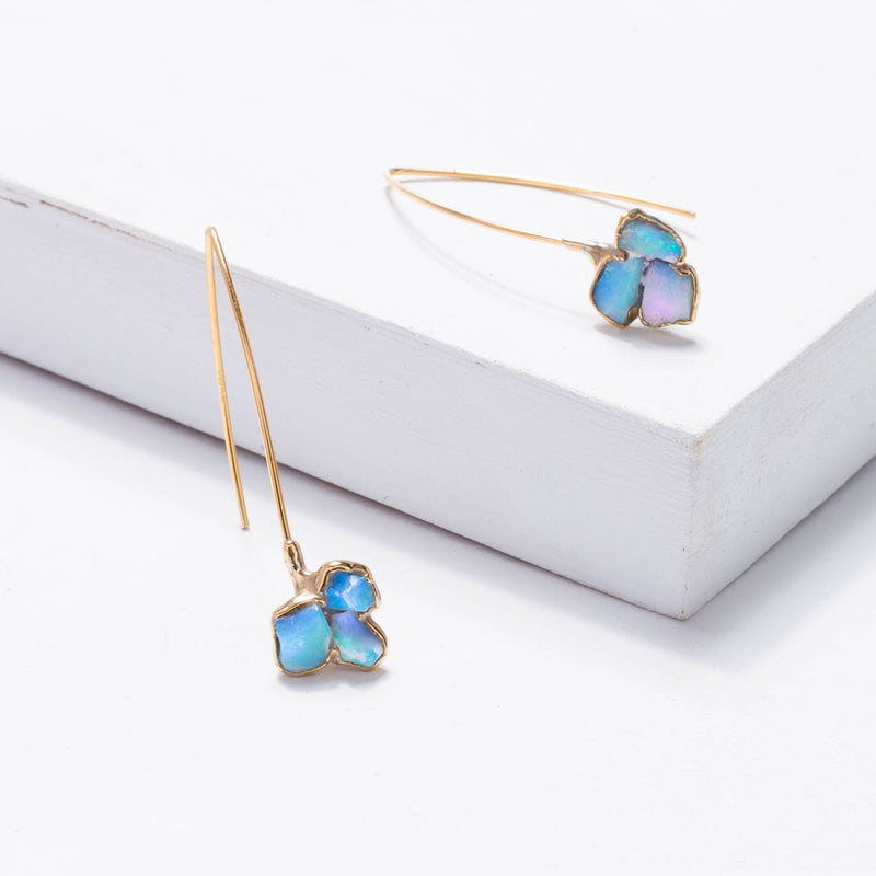 Edgy Raw Opal Dangle Earrings, view 6 of 14