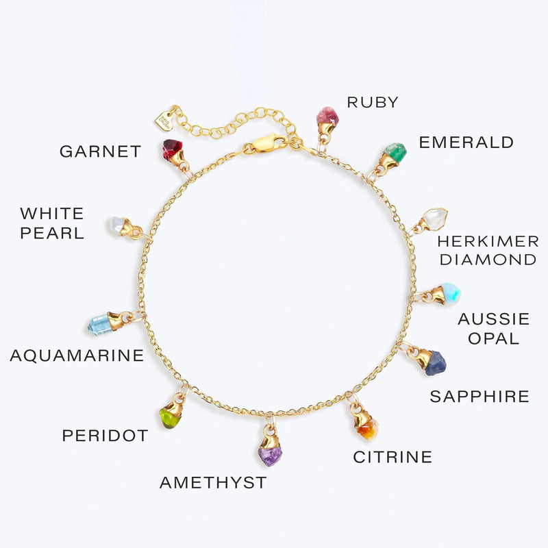 Custom Raw Birthstone Charm Bracelet, view 6 of 10