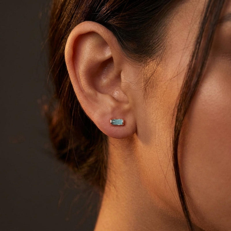 Raw Bar Aquamarine Stud Earrings, view 6 of 9