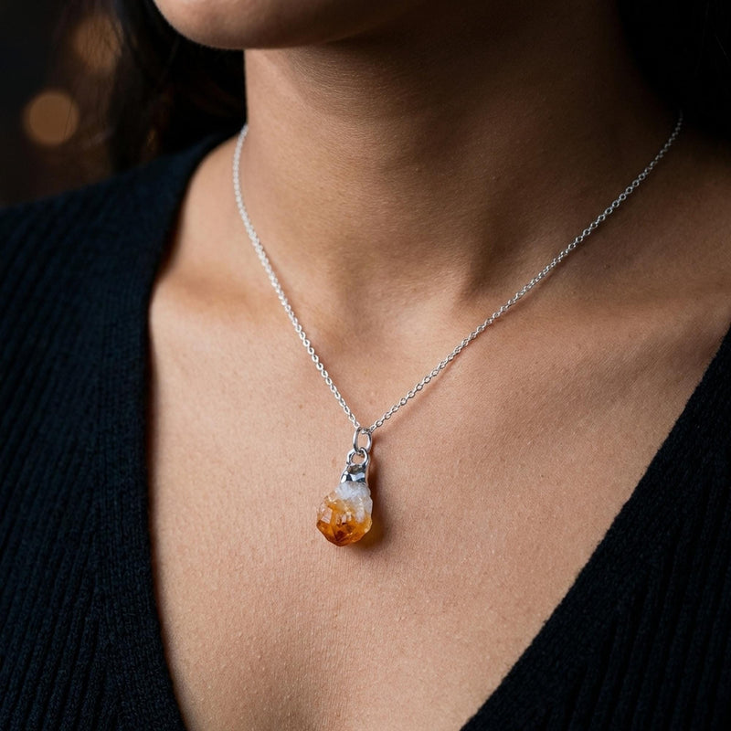 Large Raw Citrine Necklace, view 7 of 12