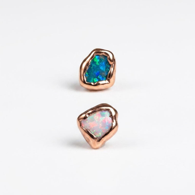 Mismatched Tiny Opal Stud Earrings, view 7