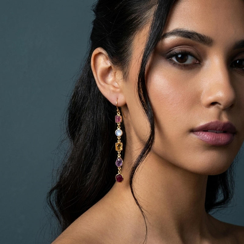 Custom Raw Birthstone Drop Earrings, view 6 of 10