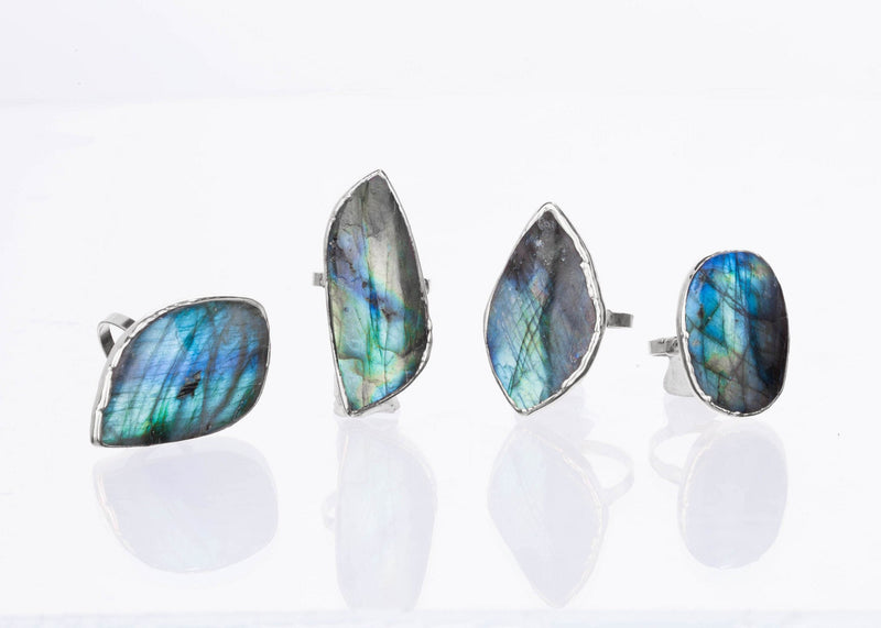 Statement Raw Labradorite Ring, view 7 of 10