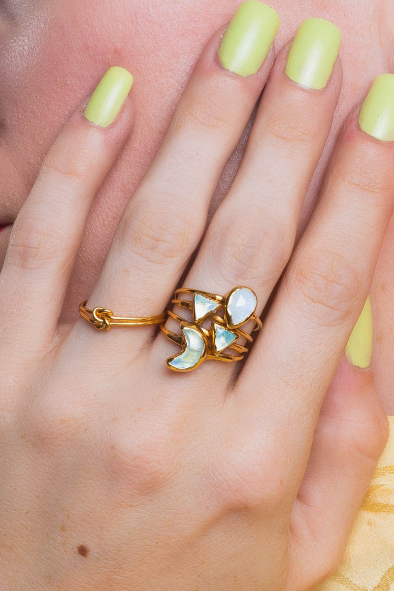 Rain Drop Moonstone Ring in Yellow Gold, view 7 of 14
