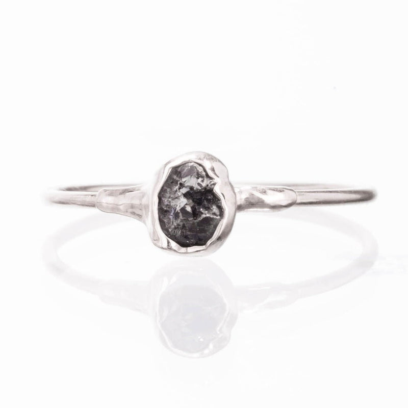 Raw Black Diamond Ring in Sterling Silver, view 7 of 12