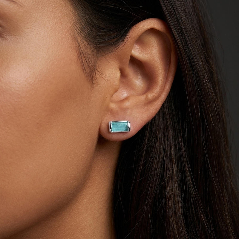 Raw Bar Aquamarine Stud Earrings, view 7 of 9
