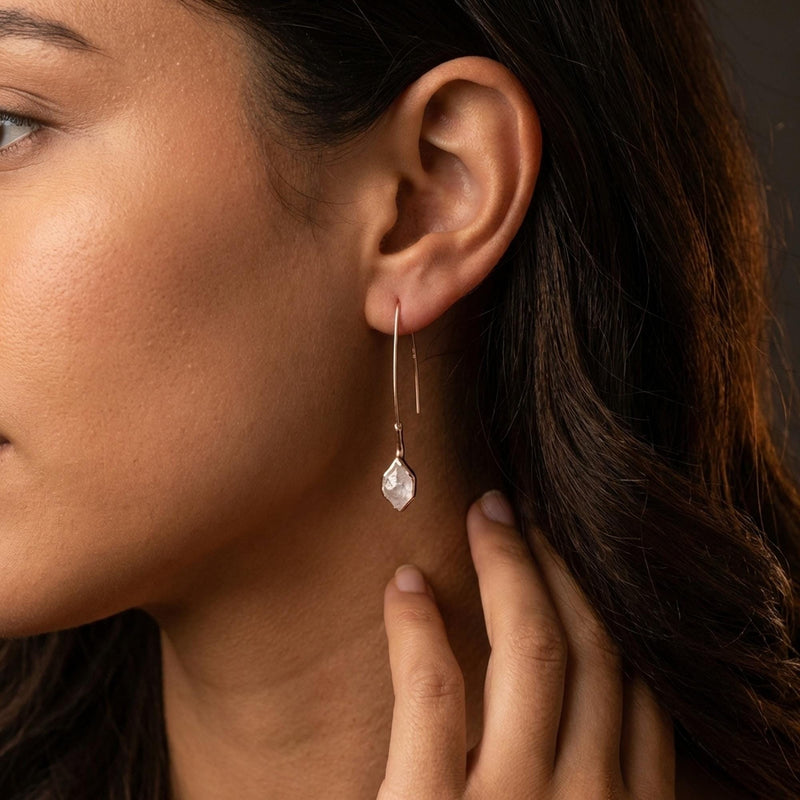 Edgy Raw Herkimer Diamond Drop Earrings, view 6 of 9