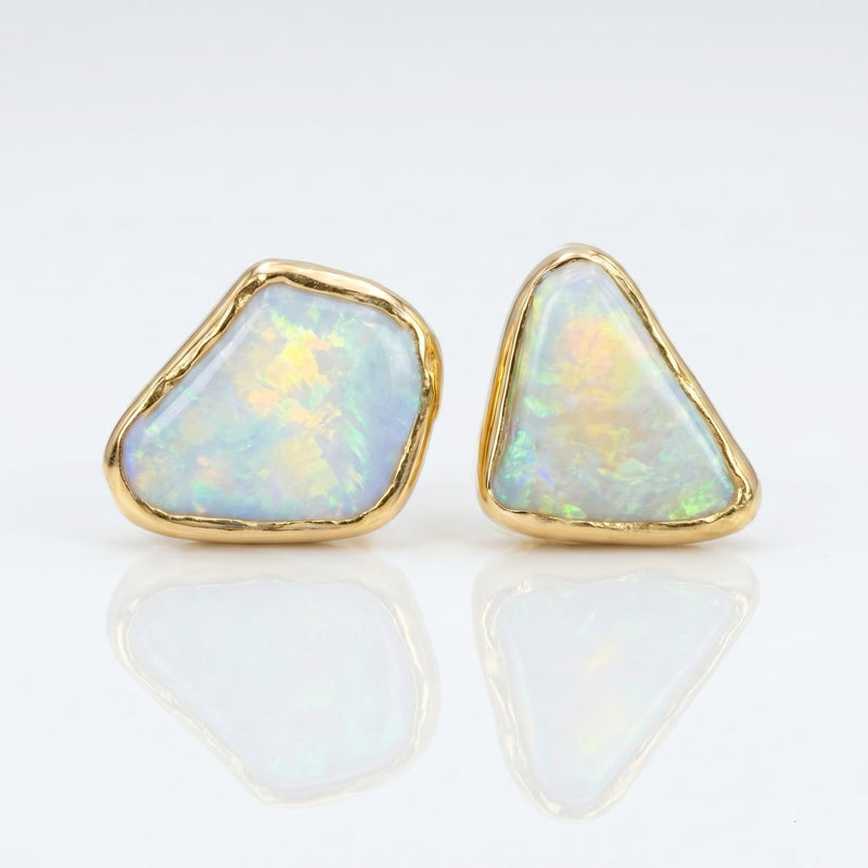 Mismatched Raw Opal Stud Earrings, view 8