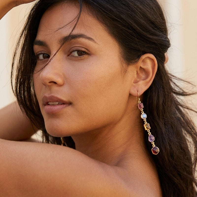 Custom Raw Birthstone Drop Earrings, view 7 of 10