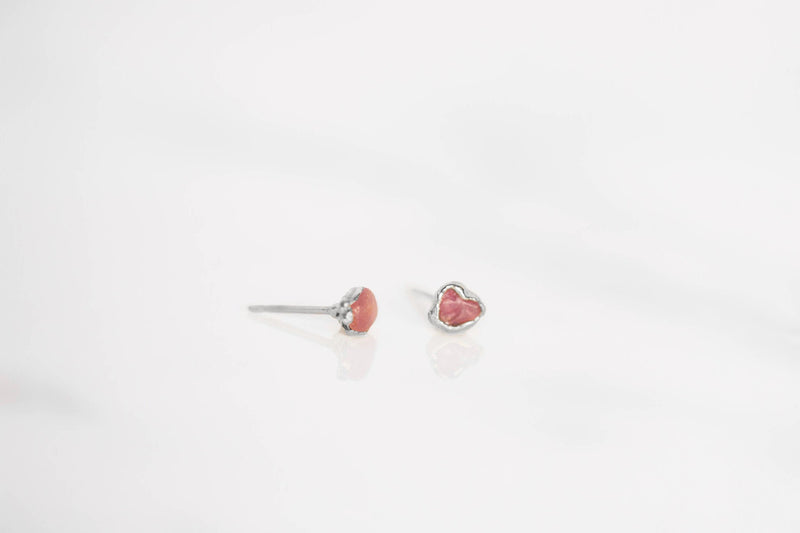 Dainty Raw Ruby Stud Earrings in Sterling Silver, view 8 of 10