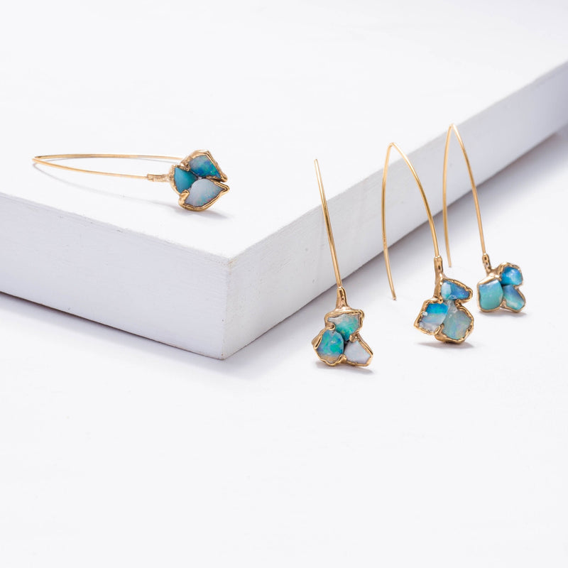 Edgy Raw Opal Dangle Earrings, view 8 of 14