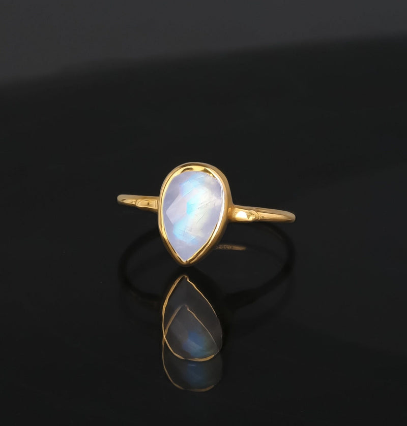 Rain Drop Moonstone Ring in Yellow Gold, view 8 of 14