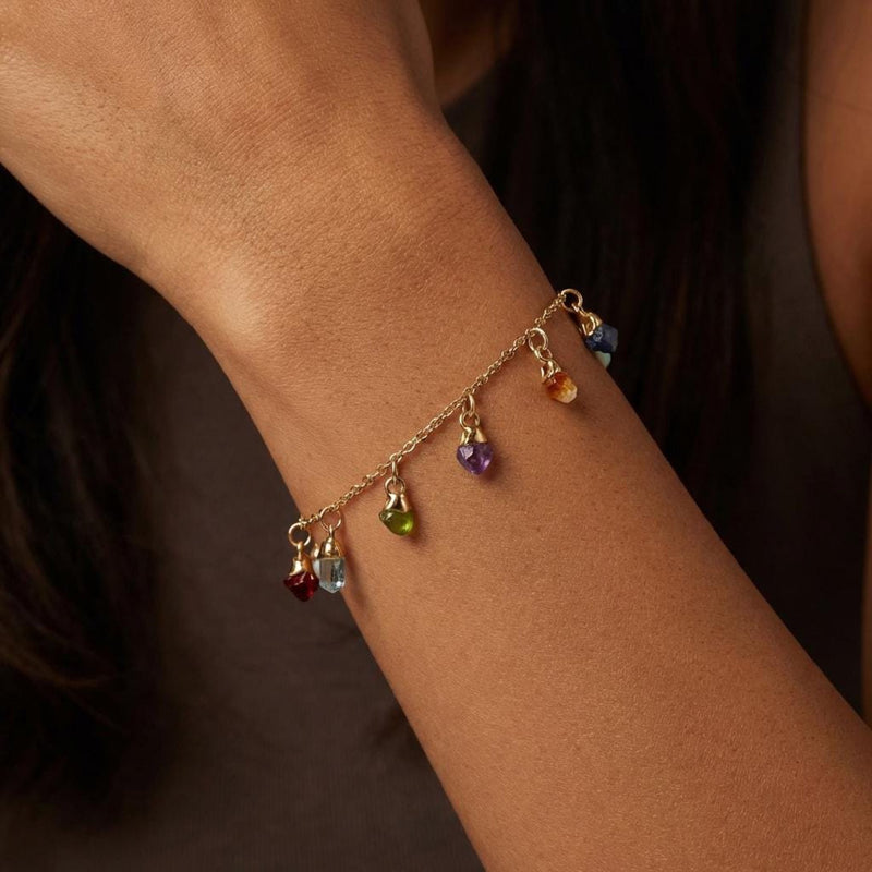 Custom Raw Birthstone Charm Bracelet, view 8 of 10