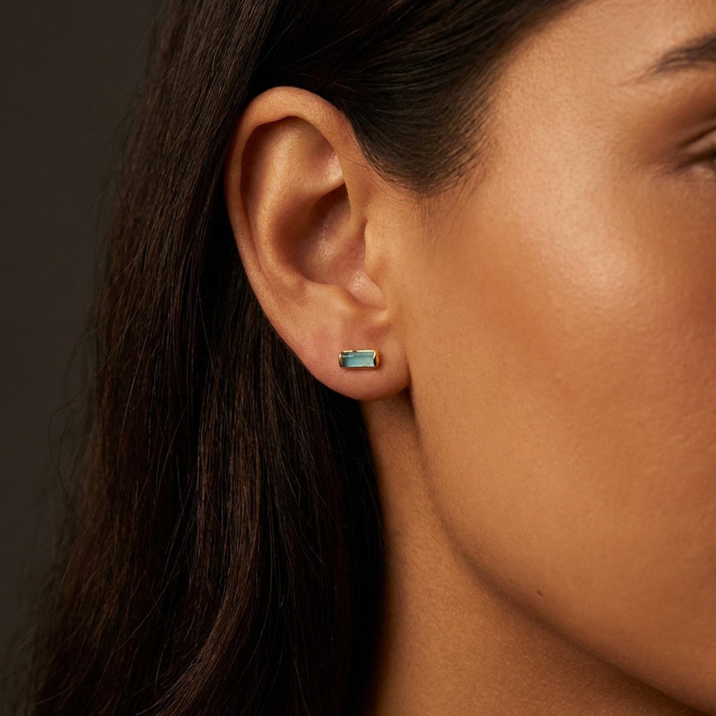 Raw Bar Aquamarine Stud Earrings, view 8 of 9
