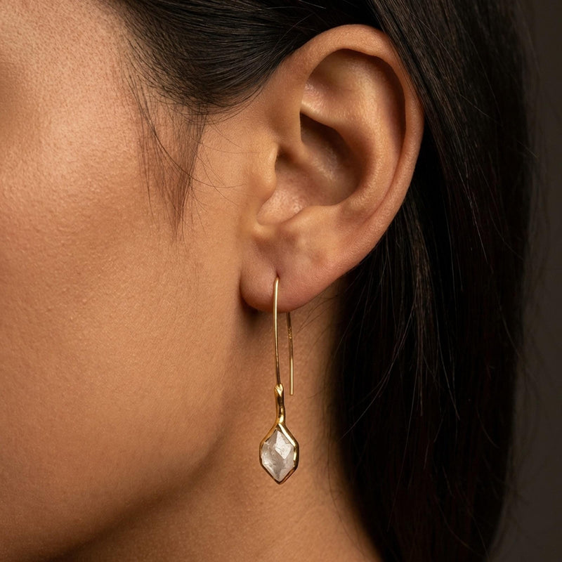 Edgy Raw Herkimer Diamond Drop Earrings, view 7 of 9