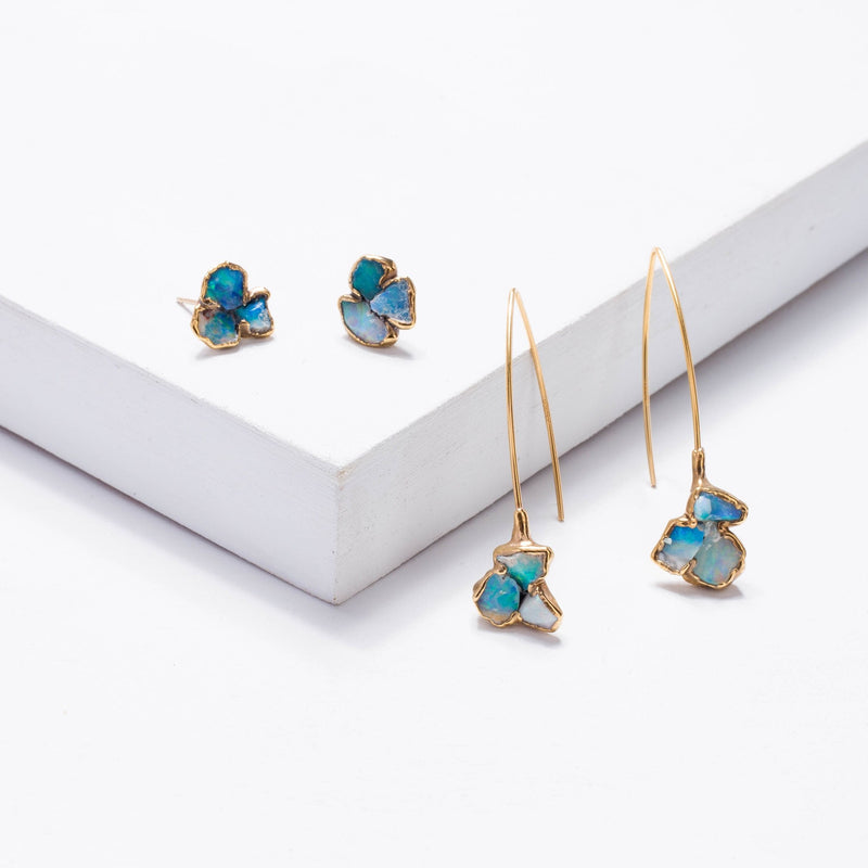 Edgy Raw Opal Dangle Earrings, view 9 of 14