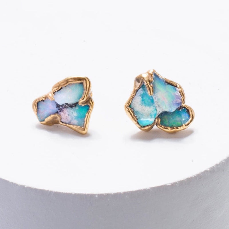 Mismatched Raw Opal Cluster Earrings, view 10