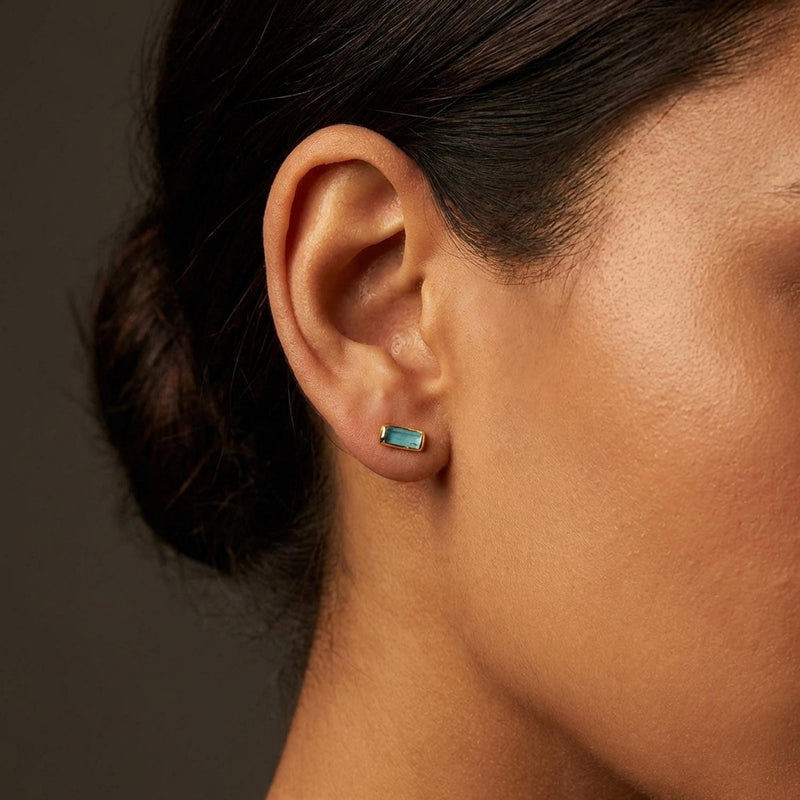 Raw Bar Aquamarine Stud Earrings, view 9 of 9