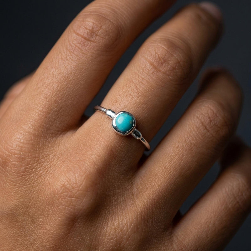 Dainty Raw Turquoise Ring in Yellow Gold, view 8 of 9