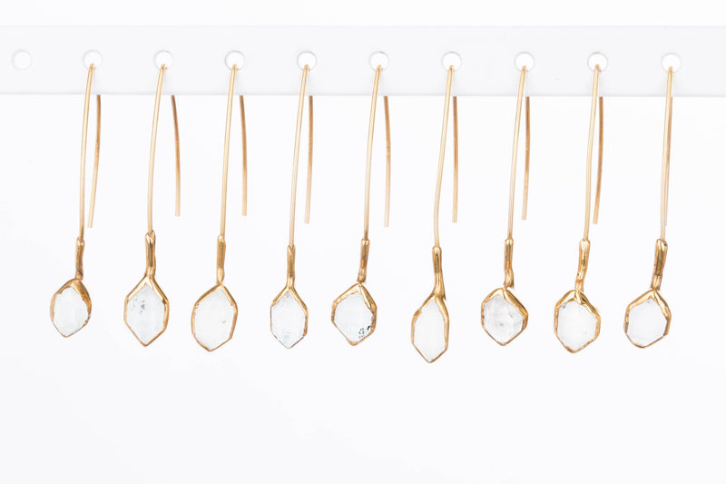 Edgy Raw Herkimer Diamond Drop Earrings, view 9 of 9