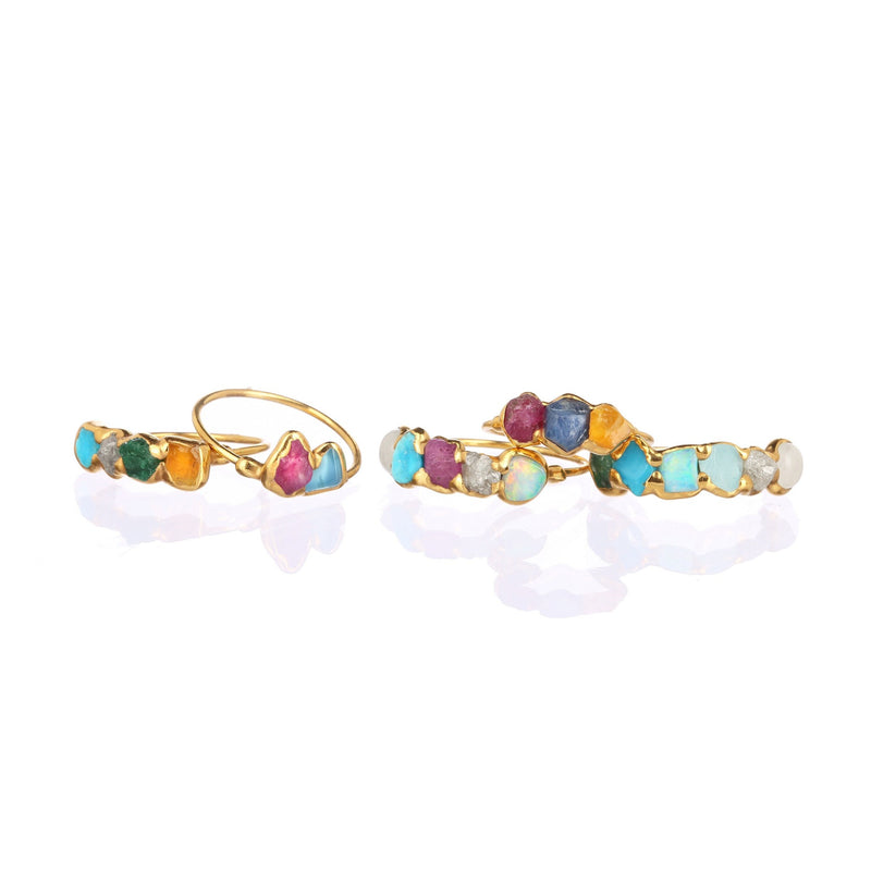 Custom Raw Birthstone Cluster Mothers Ring, view 10 of 20