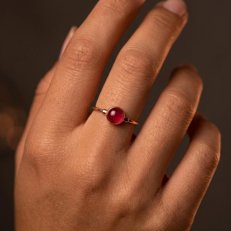 Dainty Ruby Ring in 24k gold dip, view 9 of 10