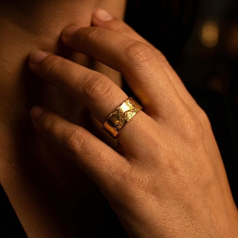 Textured Yellow Gold Band 7mm, view 9 of 9