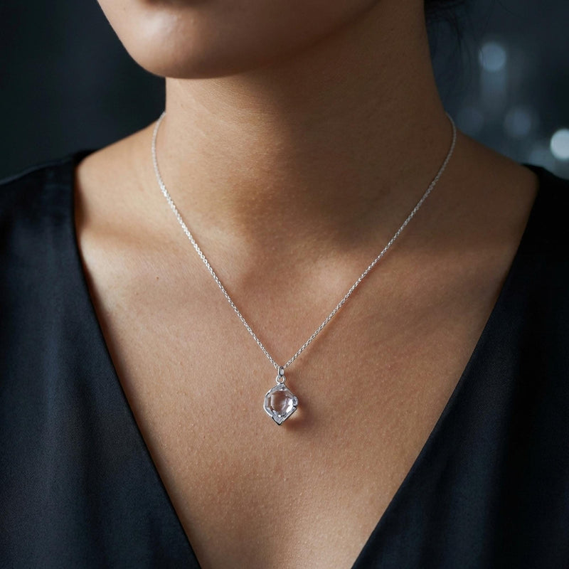 Raw Herkimer Diamond Statement Necklace in gold-filled, view 10 of 13
