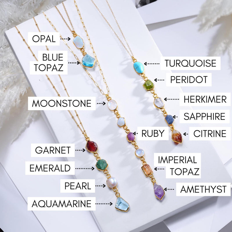 Custom Raw Birthstone Drop Earrings, view 10 of 10