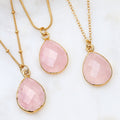Chunky Rose Quartz Necklace, January Birthstone Pendant