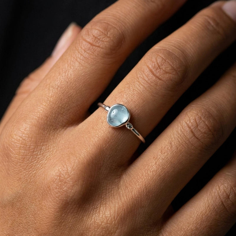 Dainty Raw Aquamarine Ring, view 10 of 12
