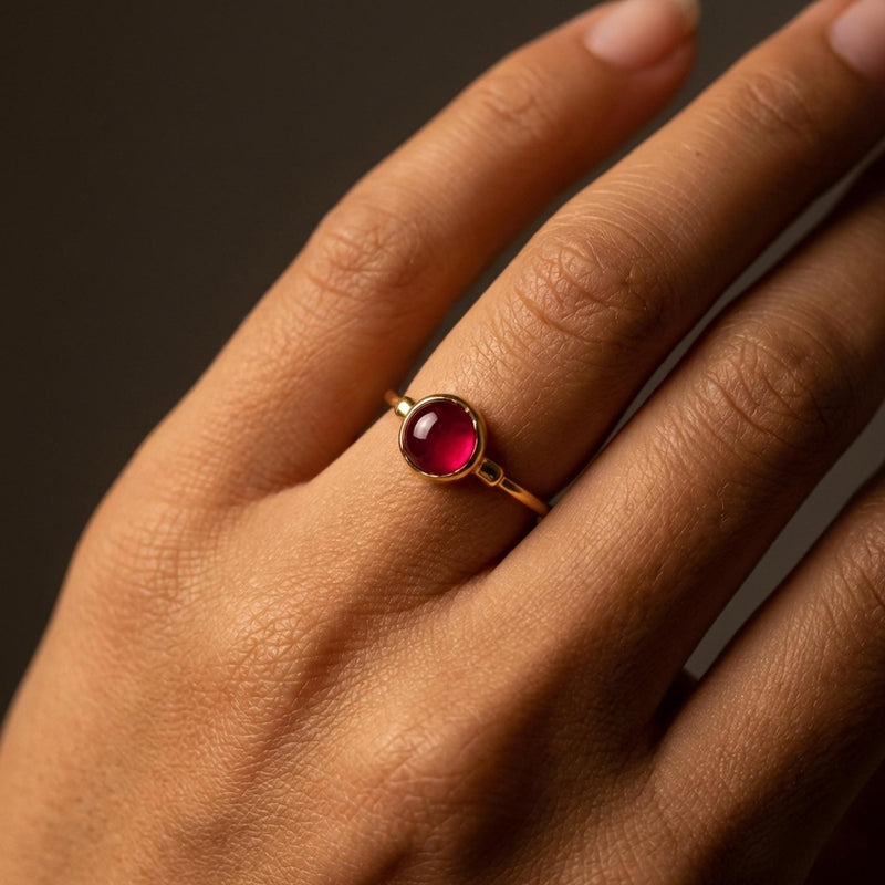 Dainty Ruby Ring in 24k gold dip, view 10 of 10
