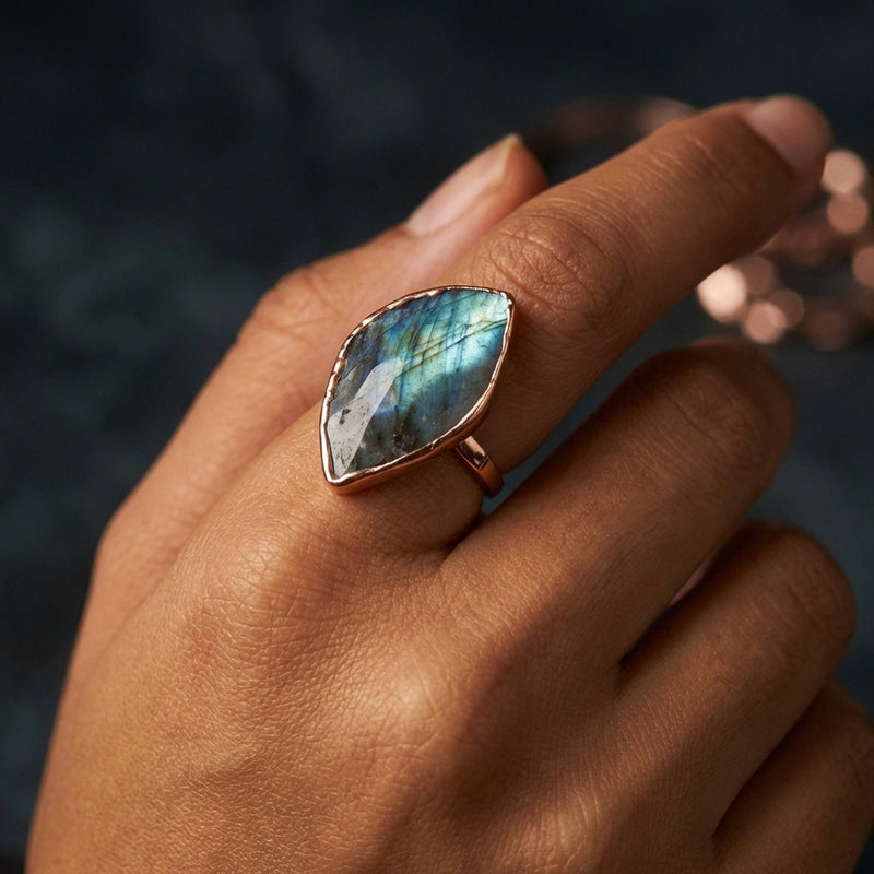 Statement Raw Labradorite Ring, view 10 of 10