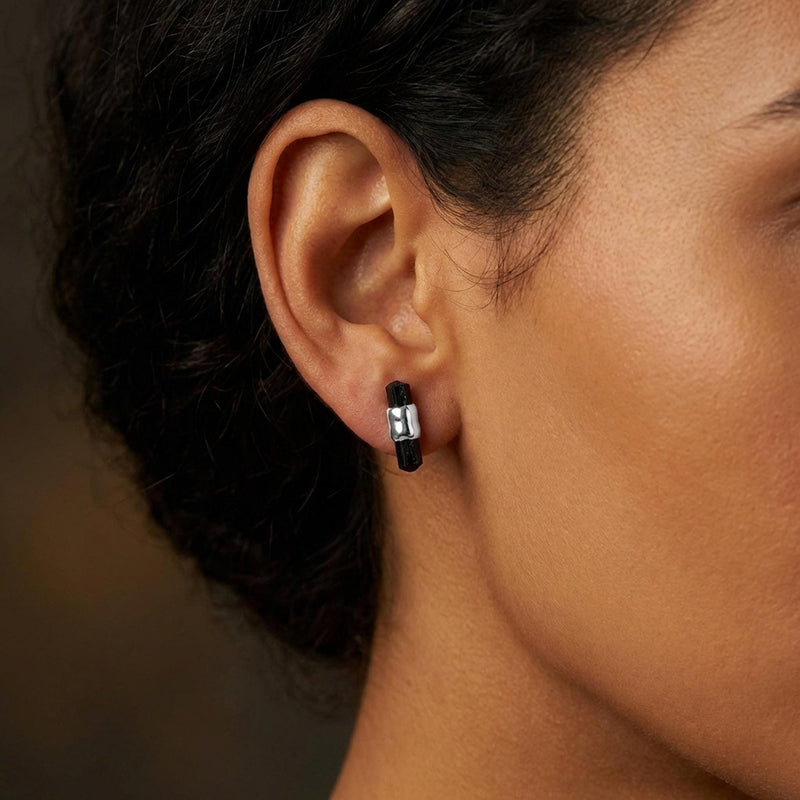 Belted Raw Black Tourmaline Earrings, view 11 of 11