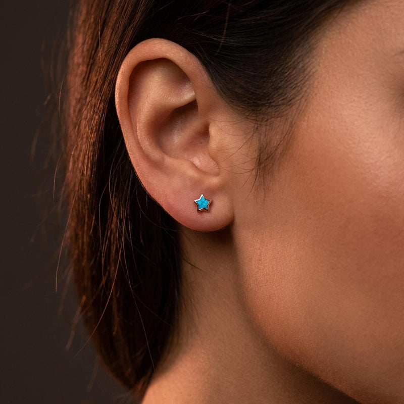 Dainty Star Kyocera Opal Stud Earrings, view 11 of 15