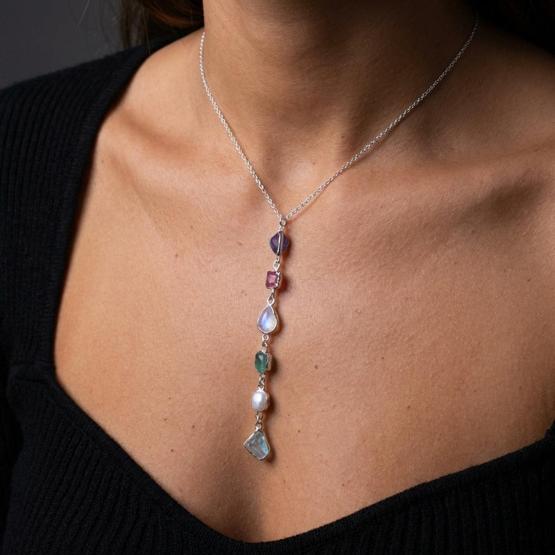 Custom Raw Birthstone Lariat Necklace, view 11 of 11