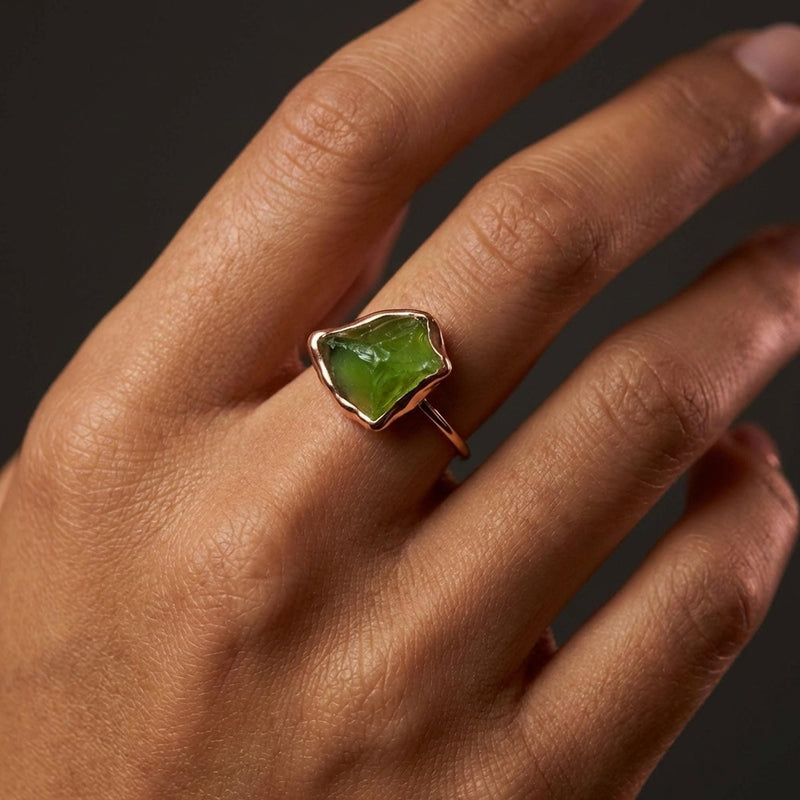 Statement Raw Peridot Ring in yellow gold, view 11 of 13