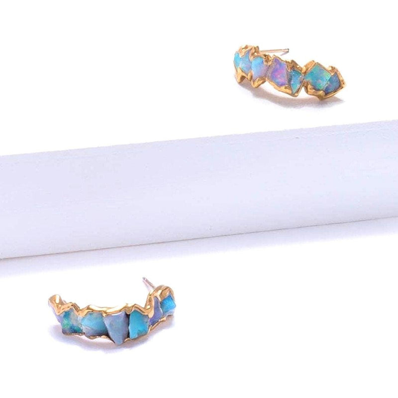 Raw Opal Half Hoop Cluster Earrings, view 12 of 12