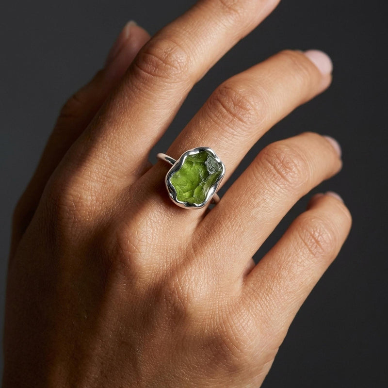 Statement Raw Peridot Ring in yellow gold, view 12 of 13