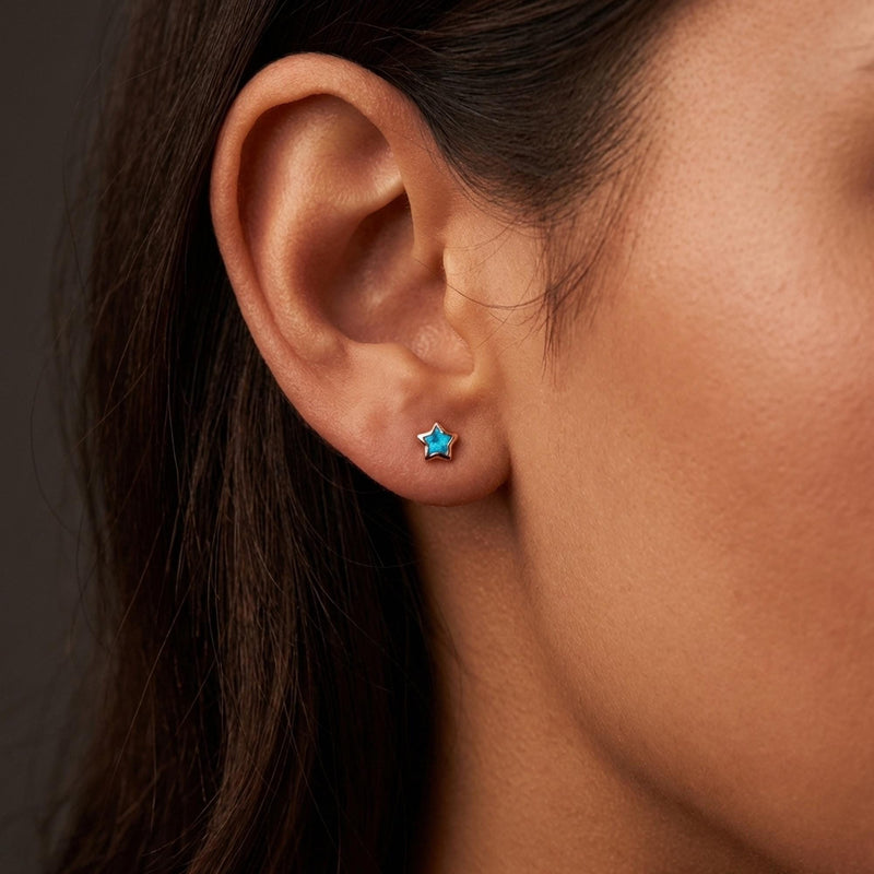 Dainty Star Kyocera Opal Stud Earrings, view 12 of 15