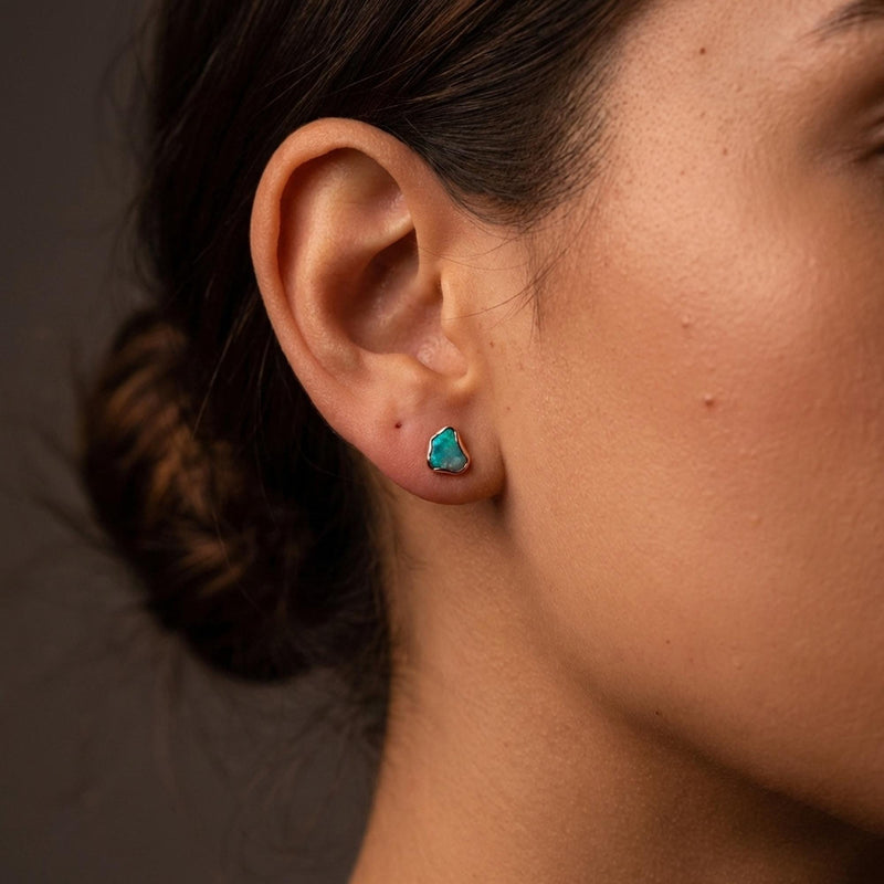 Large Raw Australian Opal Stud Earrings, view 12 of 15